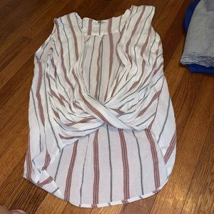 Beige and white tank